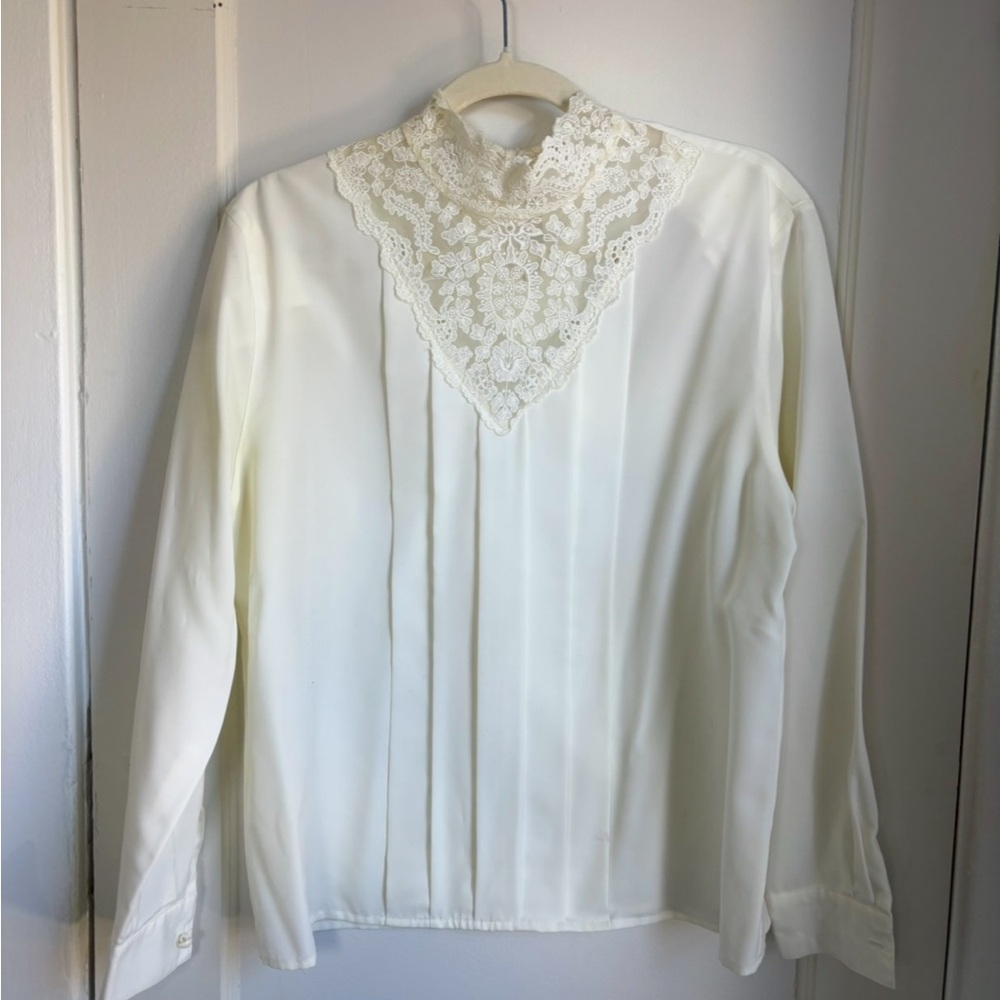 Chic Ivory Lace Detail Blouse